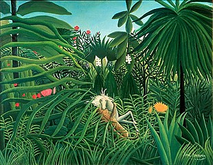 Henri Rousseau - Ein Jaguar greift ein Pferd an