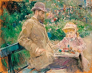 Berthe Morisot - Eugene Manet mit Tochter in Bougival