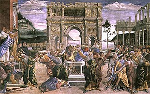 Sandro Botticelli - Die Bestrafung Korahs, Dathans und Abirams
