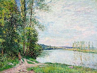Alfred Sisley - Die Uferstraße von  Veneux nach Thomery