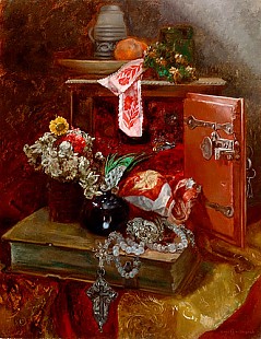 Hugo Charlemont - Blumenstilleben mit Kleinodien