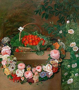 Johan Laurentz Jensen - Schule - Stilleben mit Blumen und Früchten