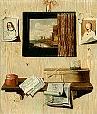 Trompe-I'oeil-Stilleben mit Gemälde und Objekten