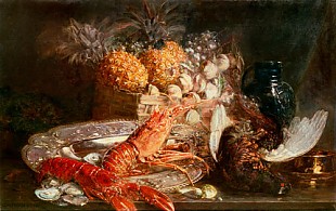 Georg Fischer-Elpons - Prunkstilleben mit Früchten, Hummer und Fasan