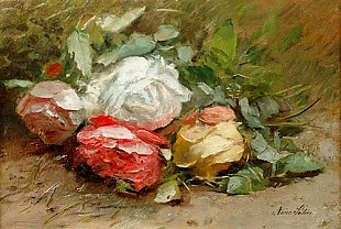 Anna Peters - Stilleben mit aufblühenden Rosen
