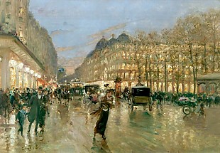 Luigi Loir - Abend auf dem Boulevard Haussmann in Paris