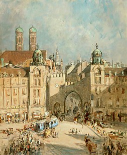 Paul Thiem - Reges Treiben in der Altstadt Münchens