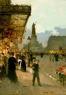 Luigi Loir - Blumenmarkt am Place de la République in Paris