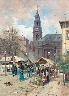 Adolf Thamm - Jahrmarkt an der Kreuzkirche in Dresden vor dem Brand