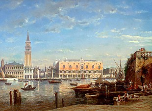 Julius Eduard Helfft - Ansicht der Piazetta in Venedig