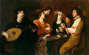 Theodor Rombouts - Gesellschaft beim Kartenspielen und Musizieren 