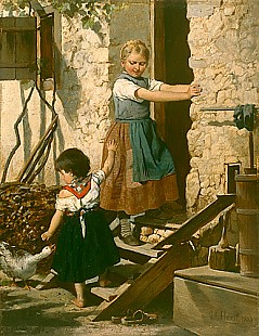 Gustav August Hessl - Die kleine Gänsehüterin
