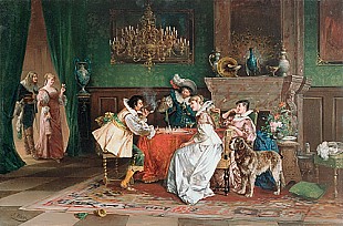 Johann Albert Heine - Schlossgesellschaft beim Schachspiel 