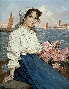 Gustav Bauer - Venezianisches Blumenmädchen