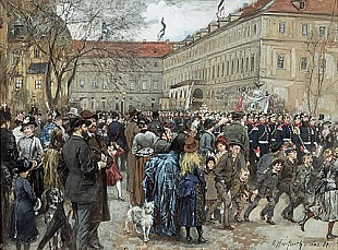Oskar Herrfurth - Militärparade am Weimarer Stadtschloß
