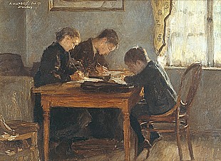 August Holmberg - Bei den Hausaufgaben