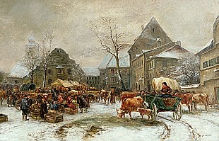 Aloys Gerhardt - Markttag im Winter in einer ungarischen Kleinstadt