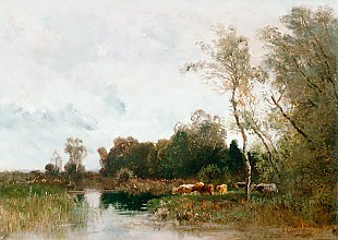 Josef Wenglein - Kühe an einem Altwasser in bayrischer Moorlandschaft