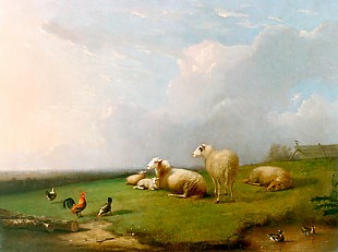 Joseph van Severdonck - Weideszene mit Schafen, Hühnern und Enten