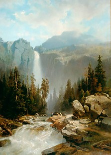 August Wilhelm Leu - Gebirgslandschaft mit Wasserfall