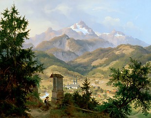 Eduard Biermann - Blick auf Berchtesgaden und den Watzmann
