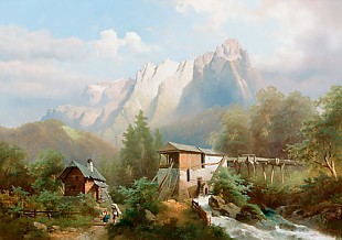 Josef Thoma - Wassermühle im Hochgebirgstal