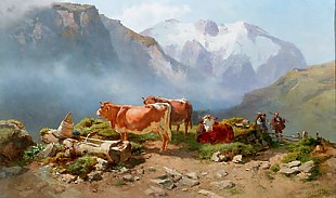 Anton Schrödl - Weidende Kühe auf einer Alm