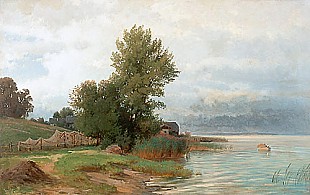 Paul (Gottlieb Daniel Paul) Weber - Aufziehendes Gewitter am Chiemsee