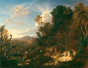 Johann Wilhelm Schirmer - Landschaft mit Figuren und Schafherde
