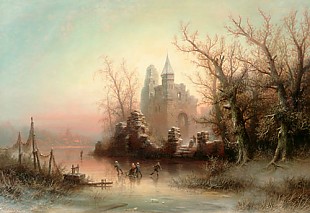 Otto Bredow - Winterlandschaft mit Staffage