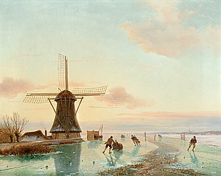 Nicolaas Johannes Roosenboom - Schlittschuhläufer am Abend 