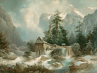 Heinrich Fischer - Mühle im Gebirgstal