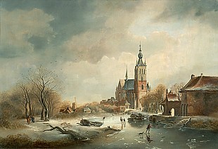 Cornelius Pieter T Hoen - Winter am Fluß