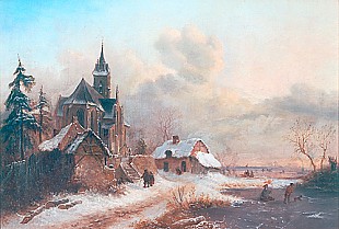 Anton Doll - Umkreis - Kirche in winterlicher Landschaft