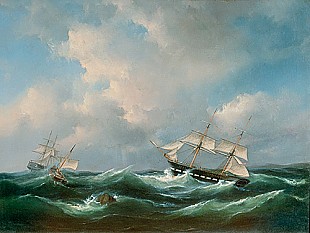 Govert van Emmerik - Segelschiffe auf stürmischer See