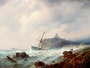 Andreas Achenbach - Die Bergung des gestrandeten Schiffes