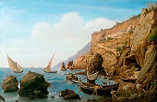 Wilhelm Brücke - Fischer an der Küste bei Amalfi