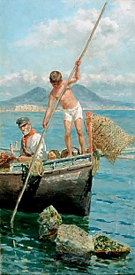 Eduardo Matania - Fischer im Golf von Neapel