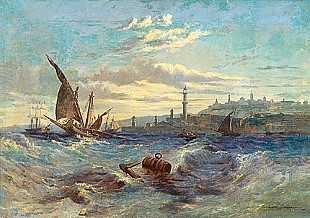Carl Saltzmann - Schiffe vor der türkischen Küste 