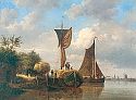 Flussmündung mit Segelschiffen 
