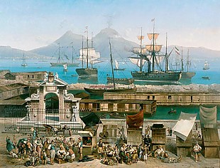 Peter Bernhard Wilhelm Heine - Reges Treiben im Hafen von Neapel