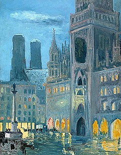 Charles Palmié - Winterabend am Münchener Marienplatz 