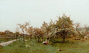 Ludwig Munthe - Stiller Frühlingsnachmittag am Obstgarten