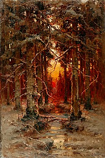 Julius von Klever - Winterabend im Wald