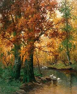 Adolf Kaufmann - Enten im Waldsee