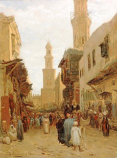 Themistokles von Eckenbrecher - Belebte Straßenszene in Kairo