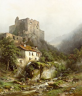 Joseph Jansen - Sonniger Tag im Tal (Burgruine Balduinstein)