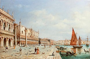 Carlo (Marco) Grubas - Venedig-Canale Grande mit Eingang zum Markusplatz