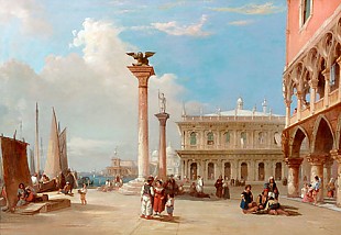Edward Pritchett - Piazetta in Venedig mit Dogenpalast, Bibliothek und Markussäule