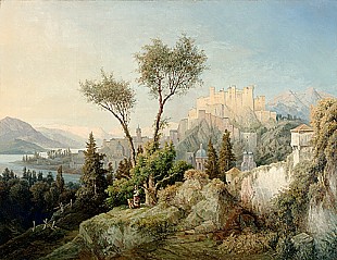 Österreichischer Landschaftsm - Salzburg, vom Kapuzinerberg gesehen